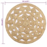vidaXL Covor manual din iută împletită, 150 cm vidaXL Covor manual din iută împletită, 150 cm