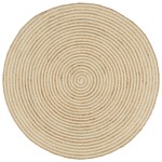 vidaXL Covor lucrat manual cu model spiralat, alb, 90 cm, iută