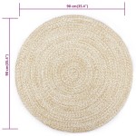 vidaXL Covor manual, alb și natural, 90 cm, iută