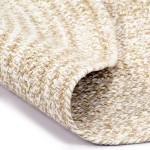 vidaXL Covor manual, alb și natural, 120 cm, iută vidaXL Covor manual, alb și natural, 120 cm, iută