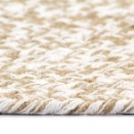 vidaXL Covor manual, alb și natural, 120 cm, iută vidaXL Covor manual, alb și natural, 120 cm, iută
