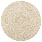 vidaXL Covor manual, alb și natural, 150 cm, iută vidaXL Covor manual, alb și natural, 150 cm, iută