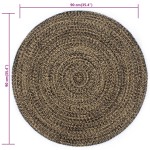 vidaXL Covor manual, negru și natural, 90 cm, iută