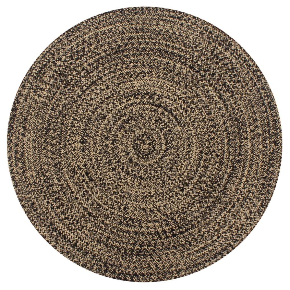 vidaXL Covor manual, negru și natural, 120 cm, iută