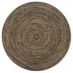 vidaXL Covor manual, negru și natural, 120 cm, iută