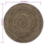 vidaXL Covor manual, negru și natural, 120 cm, iută