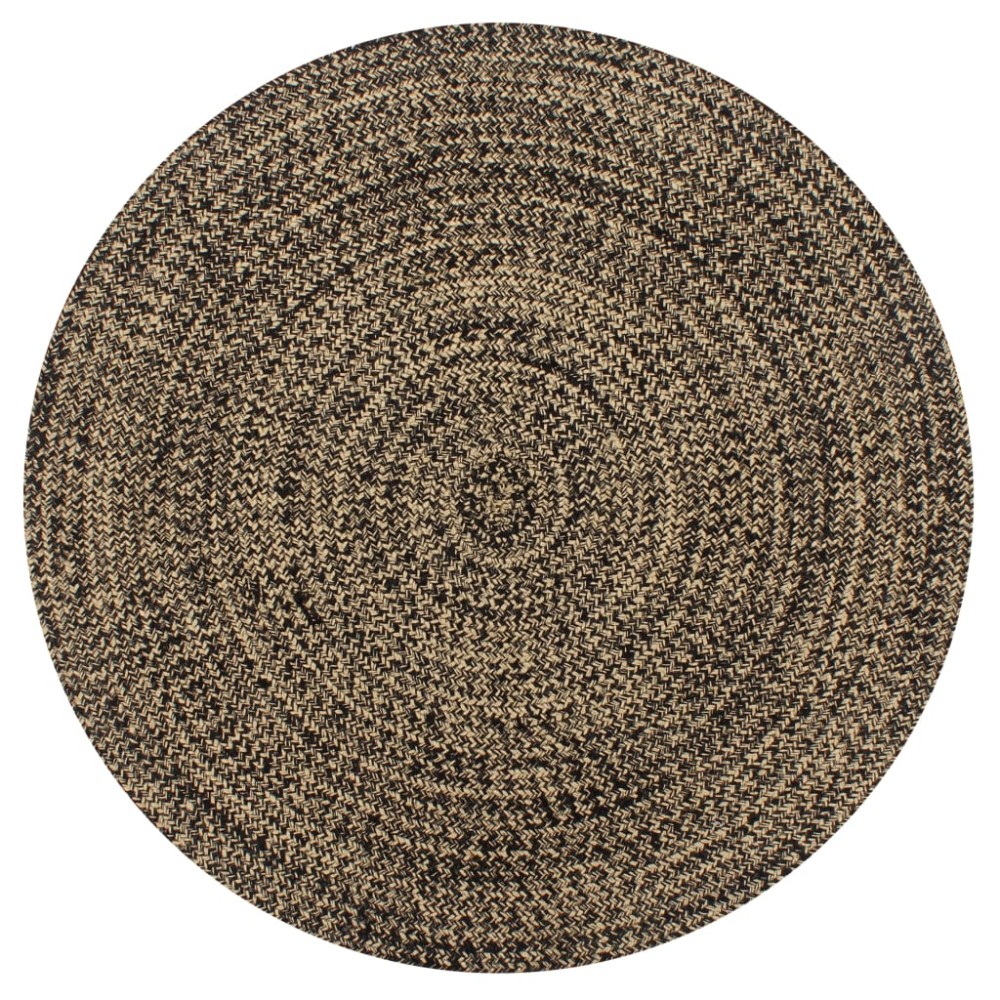 vidaXL Covor manual, negru și natural, 150 cm, iută
