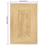 vidaXL Covor manual, natural, 120 x 180 cm, iută