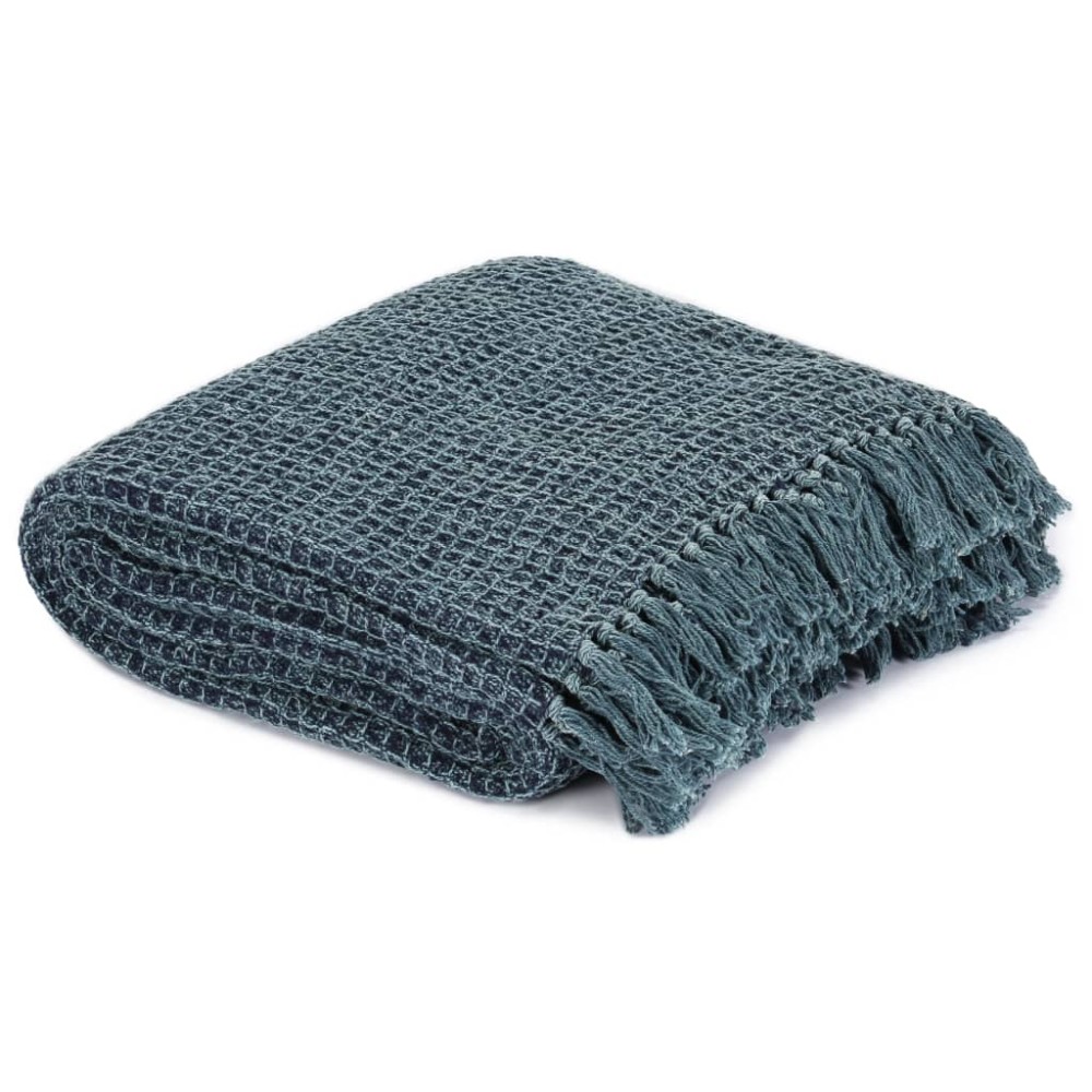 vidaXL Pătură decorativă, albastru indigo, 125 x 150 cm, bumbac