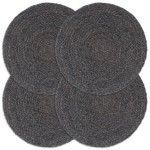 vidaXL Naproane, 4 buc., gri închis, 38 cm, iută, rotund vidaXL Naproane, 4 buc., gri închis, 38 cm, iută, rotund