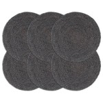 vidaXL Naproane, 6 buc., gri închis, 38 cm, iută, rotund vidaXL Naproane, 6 buc., gri închis, 38 cm, iută, rotund