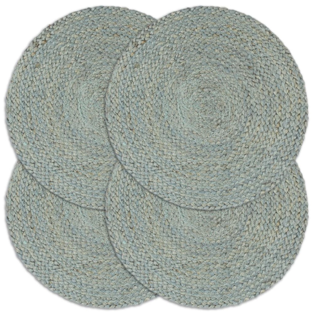 vidaXL Naproane, 4 buc., verde olive, 38 cm, iută, simplu, rotund