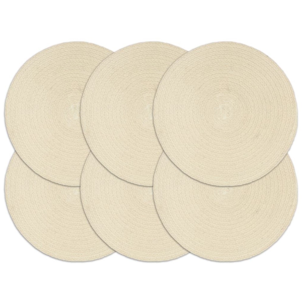vidaXL Naproane, 6 buc., natural, 38 cm, bumbac, rotund