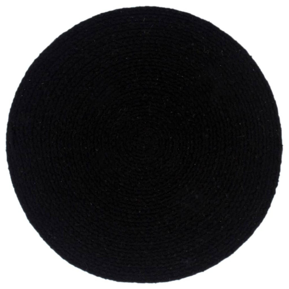 vidaXL Naproane, 6 buc., negru, 38 cm, bumbac, rotund