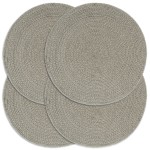 vidaXL Naproane, 4 buc., gri, 38 cm, bumbac, simplu, rotund vidaXL Naproane, 4 buc., gri, 38 cm, bumbac, simplu, rotund