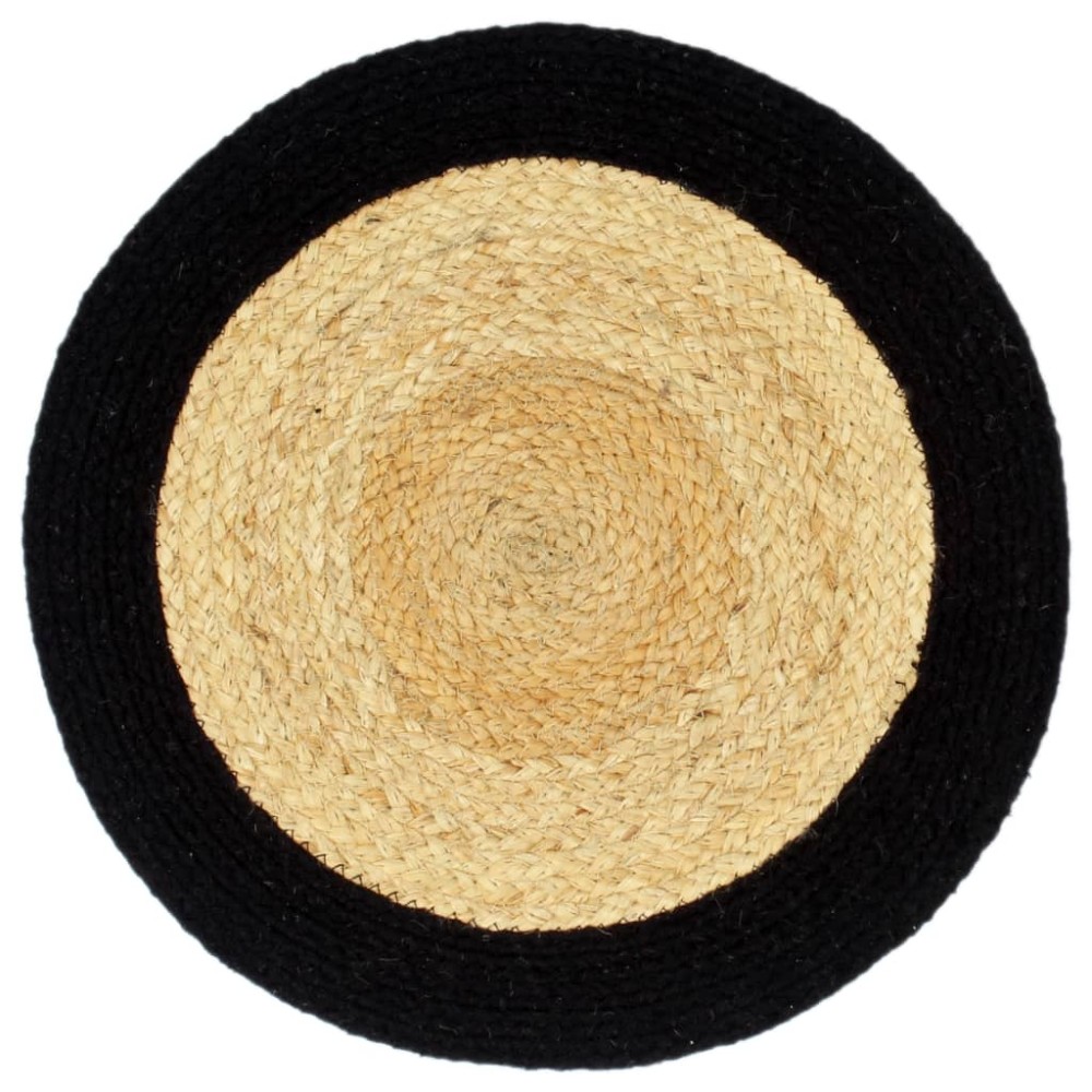 vidaXL Naproane, 4 buc., natural și negru, 38 cm, iută și bumbac