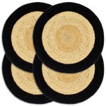 vidaXL Naproane, 4 buc., natural și negru, 38 cm, iută și bumbac vidaXL Naproane, 4 buc., natural și negru, 38 cm, iută și bumbac