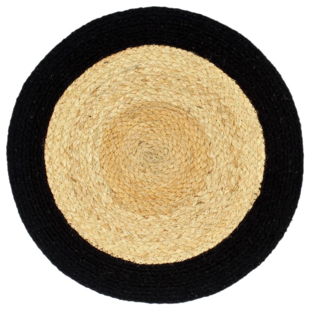 vidaXL Naproane, 6 buc., natural și negru, 38 cm, iută și bumbac