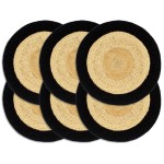vidaXL Naproane, 6 buc., natural și negru, 38 cm, iută și bumbac vidaXL Naproane, 6 buc., natural și negru, 38 cm, iută și bumbac