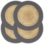 vidaXL Naproane, 4 buc., natural și antracit, 38 cm, iută și bumbac vidaXL Naproane, 4 buc., natural și antracit, 38 cm, iută și bumbac