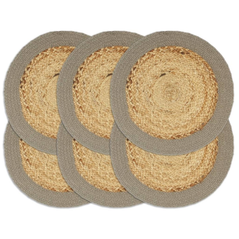 vidaXL Naproane, 6 buc., natural și gri, 38 cm, iută și bumbac