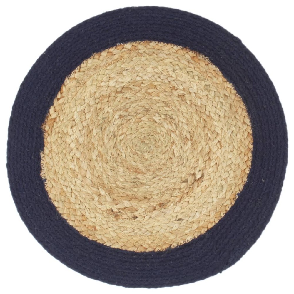 vidaXL Naproane, 4 buc., natural și bleumarin, 38 cm, iută și bumbac