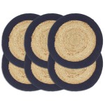 vidaXL Naproane, 6 buc., natural și bleumarin, 38 cm, iută și bumbac vidaXL Naproane, 6 buc., natural și bleumarin, 38 cm, iută și bumbac