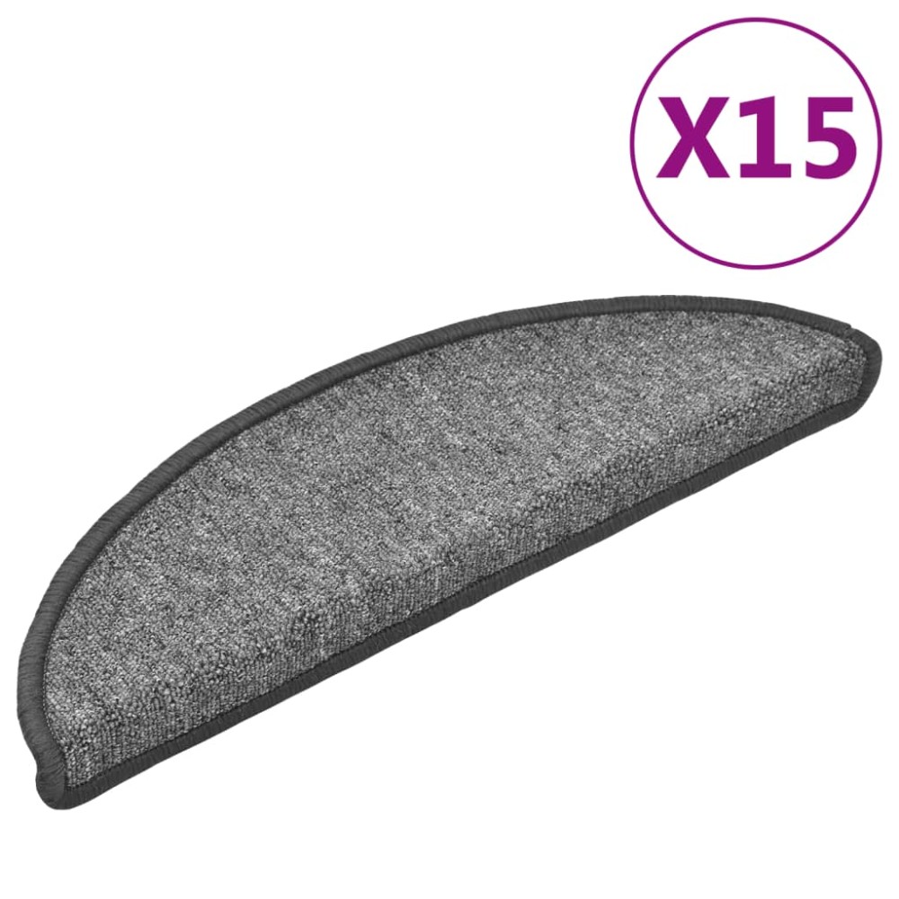 vidaXL Covorașe pentru trepte scară, 15 buc., gri închis, 56x17x3 cm