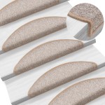vidaXL Covorașe pentru scări, 15 buc., 56x17x3 cm, maro deschis, semirotunde vidaXL Covorașe pentru scări, 15 buc., 56x17x3 cm, maro deschis, semirotunde