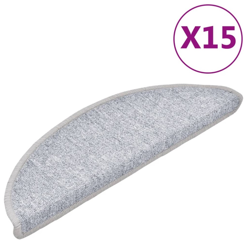 vidaXL Covorașe pentru trepte scară, 15 buc., gri deschis, 56x17x3 cm