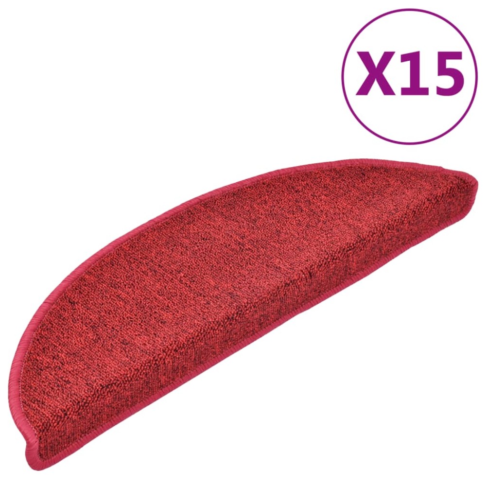 vidaXL Covorașe pentru trepte scară, 15 buc., vișiniu, 56x17x3 cm