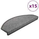 vidaXL Covorașe pentru scări, 15 buc., 65x24x4 cm, gri închis, semirotunde, mari