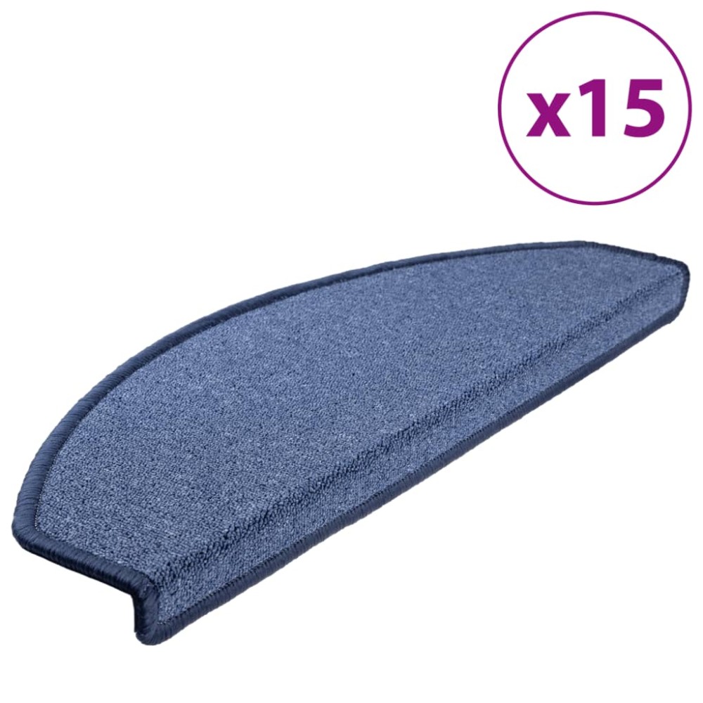 vidaXL Covorașe pentru trepte scară, 15 buc., albastru, 65x24x4 cm
