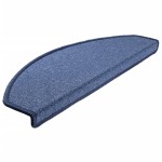 vidaXL Covorașe pentru scări, 15 buc., 65x24x4 cm, albastru, semirotunde, mari