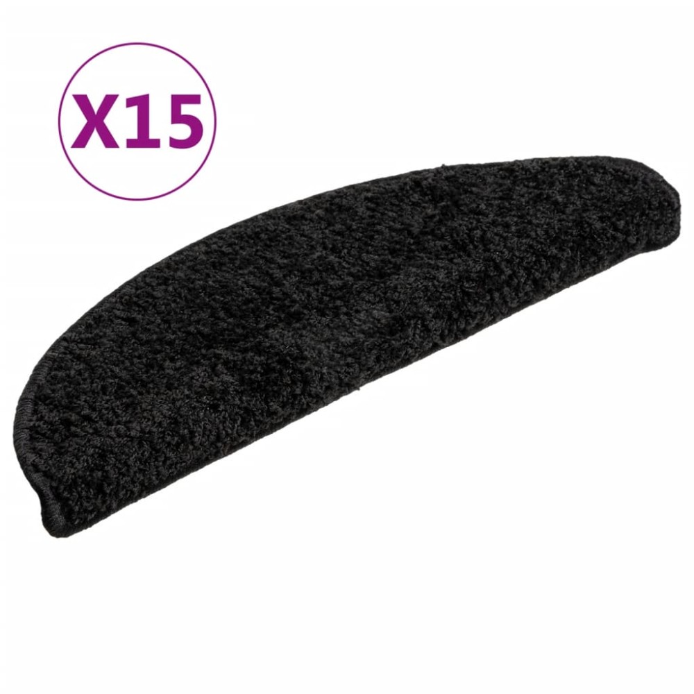 vidaXL Covorașe pentru trepte scară, 15 buc., negru, 56x17x3 cm