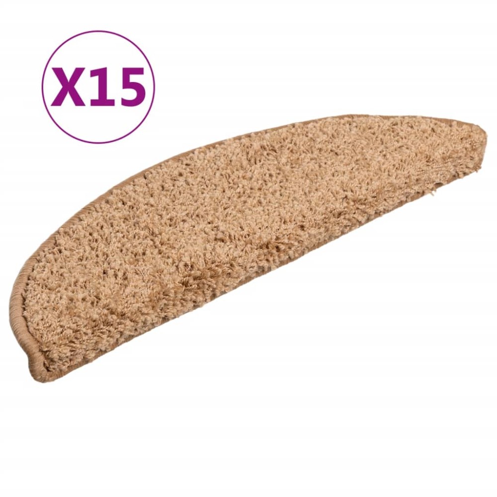 vidaXL Covorașe pentru trepte scară, 15 buc., bej, 56x17x3 cm