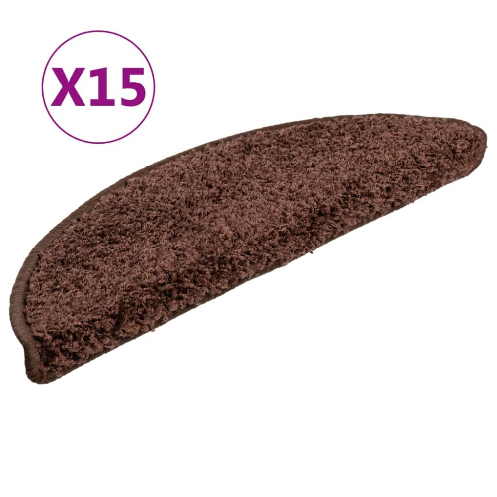 vidaXL Covorașe pentru trepte scară, 15 buc., maro, 56x17x3 cm