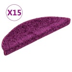 vidaXL Covorașe scări, 15 buc., 56x17x3 cm, violet, semirotunde