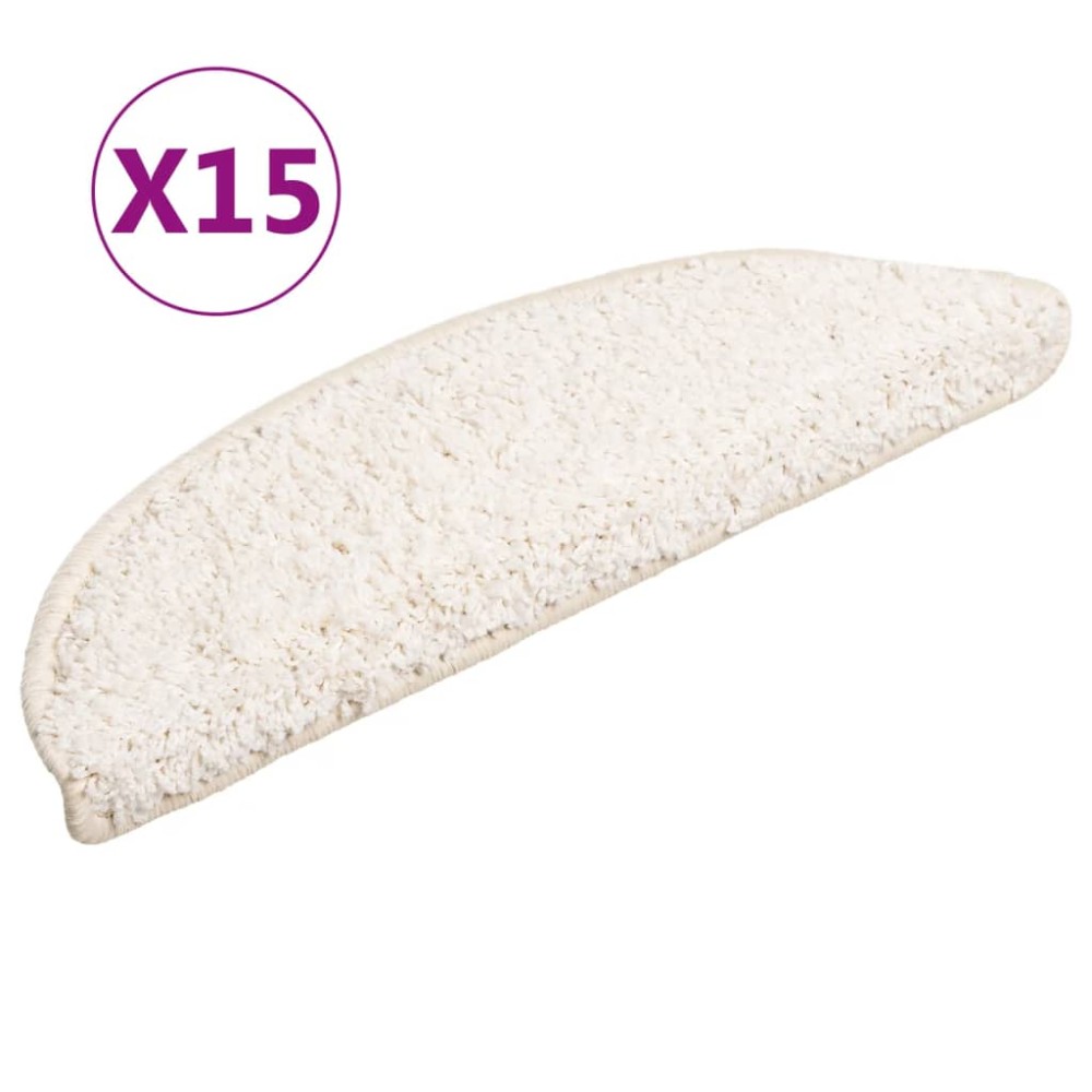 vidaXL Covorașe pentru trepte scară, 15 buc., alb, 56x17x3 cm
