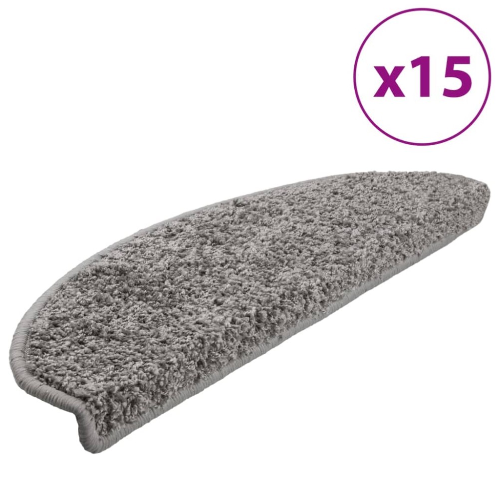 vidaXL Covorașe pentru trepte scară, 15 buc., gri, 65x21x4 cm