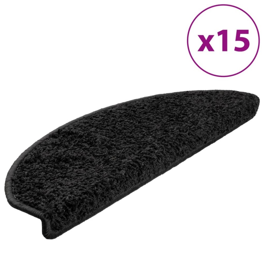 vidaXL Covorașe pentru trepte scară, 15 buc., negru, 65x21x4 cm