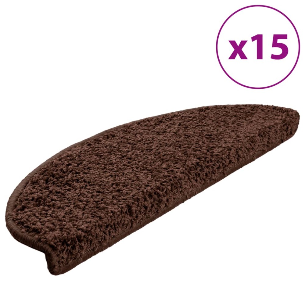 vidaXL Covorașe pentru trepte scară, 15 buc., maro, 65 x 21 x 4 cm