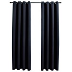 vidaXL Draperii opace cu inele metalice, 2 buc., negru, 140 x 175 cm vidaXL Draperii opace cu inele metalice, 2 buc., negru, 140 x 175 cm