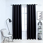 vidaXL Draperii opace cu inele metalice, 2 buc., negru, 140 x 225 cm vidaXL Draperii opace cu inele metalice, 2 buc., negru, 140 x 225 cm