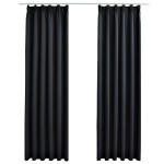 vidaXL Draperii opace cu cârlige, 2 buc., negru, 140 x 175 cm vidaXL Draperii opace cu cârlige, 2 buc., negru, 140 x 175 cm