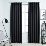 vidaXL Draperii opace cu cârlige, 2 buc., negru, 140 x 175 cm vidaXL Draperii opace cu cârlige, 2 buc., negru, 140 x 175 cm