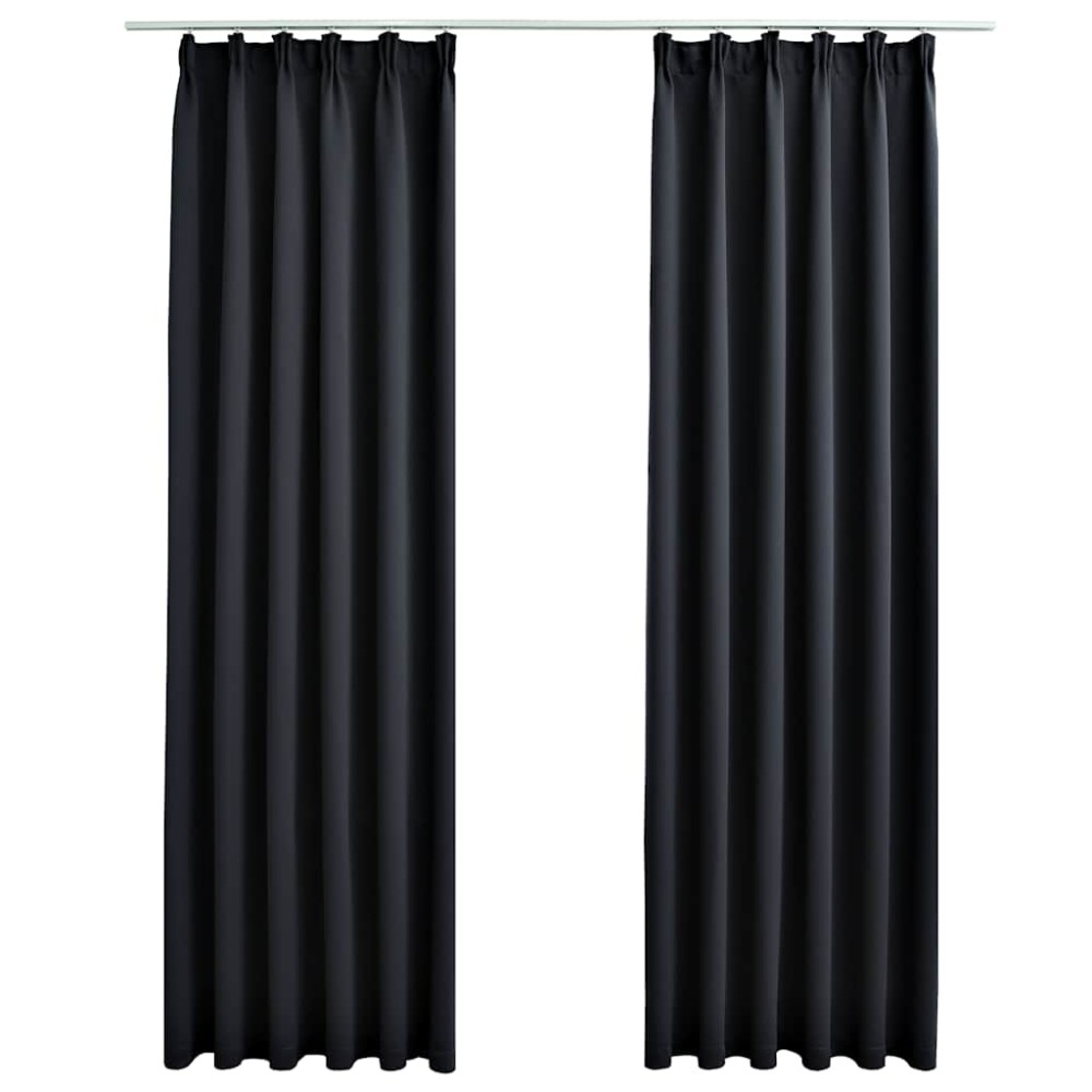 vidaXL Draperii opace cu cârlige, 2 buc., negru, 140 x 225 cm