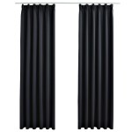 vidaXL Draperii opace cu cârlige, 2 buc., negru, 140 x 225 cm vidaXL Draperii opace cu cârlige, 2 buc., negru, 140 x 225 cm