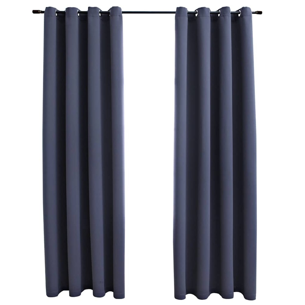 vidaXL Draperii opace cu inele metalice, 2 buc, antracit, 140 x 175 cm
