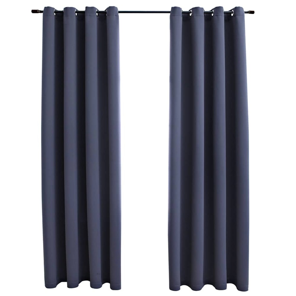vidaXL Draperii opace cu inele metalice 2 buc., antracit, 140 x 245 cm